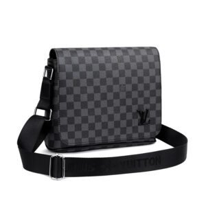 Black flower and black checkered single-shoulder bag