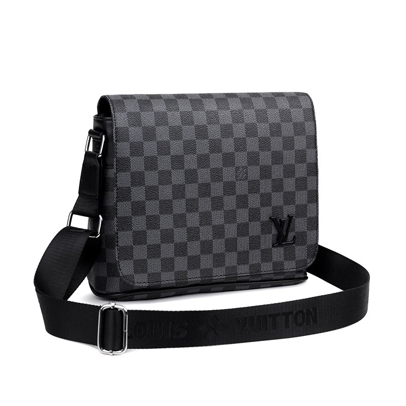 Black flower and black checkered single-shoulder bag