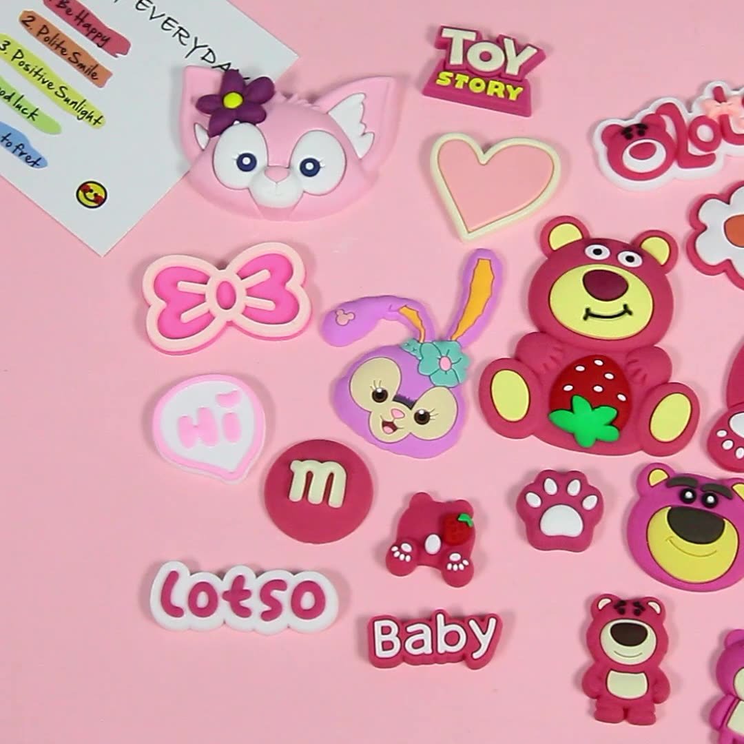 Cartoon strawberry bear patch diy soft rubber accessory phone case Charm - Image 4