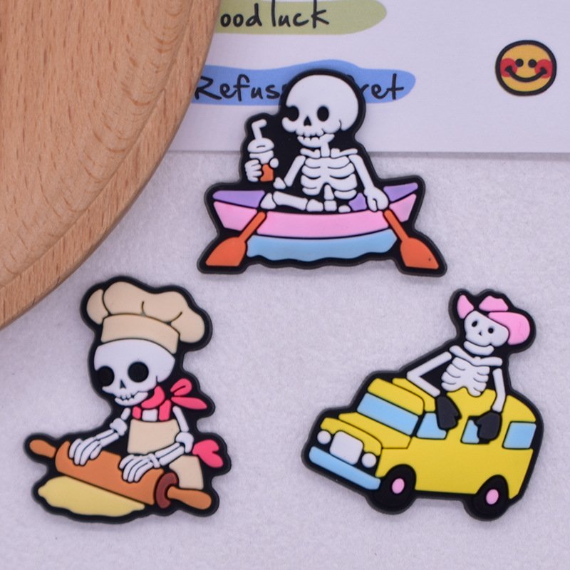 Halloween skull pvc soft rubber cartoon diy decorative Crocs accessories - Image 8