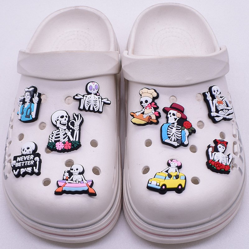 Halloween skull pvc soft rubber cartoon diy decorative Crocs accessories - Image 6