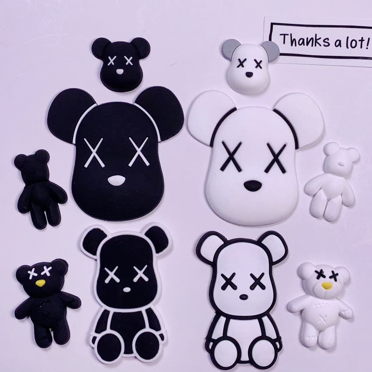 Cartoon strawberry bear patch diy soft rubber accessory phone case Charm - Image 7