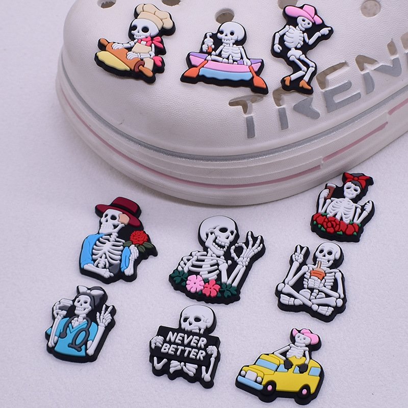 Halloween skull pvc soft rubber cartoon diy decorative Crocs accessories - Image 5