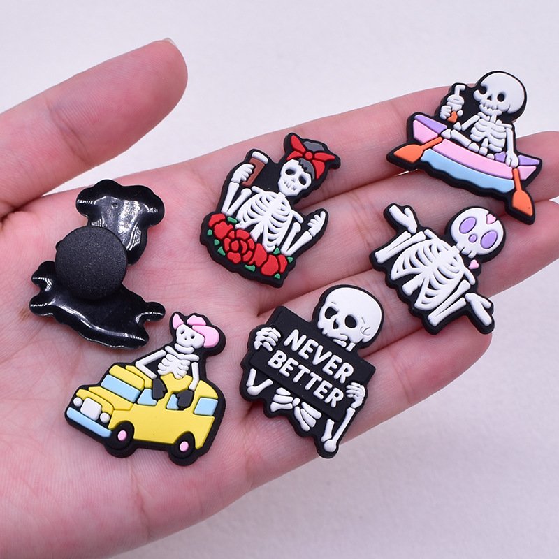 Halloween skull pvc soft rubber cartoon diy decorative Crocs accessories - Image 4