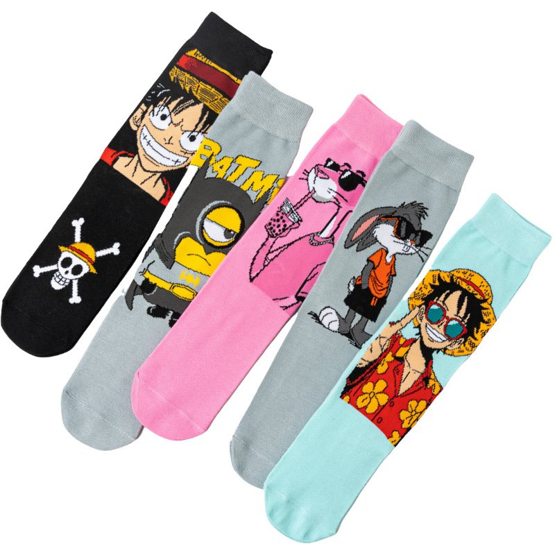 One Piece Luffy Minion mid-calf trendy socks - Image 4