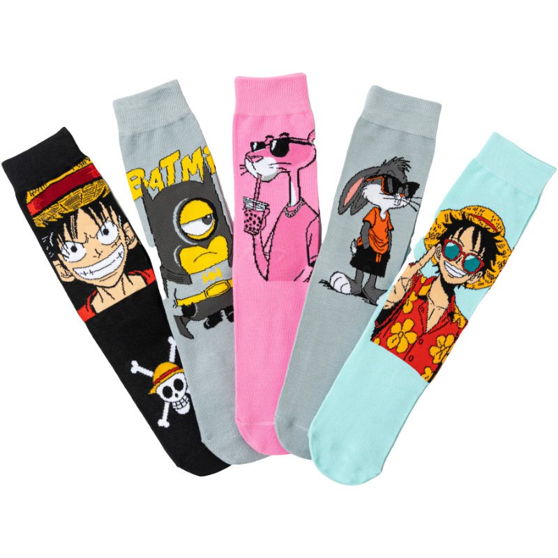 One Piece Luffy Minion mid-calf trendy socks - Image 2