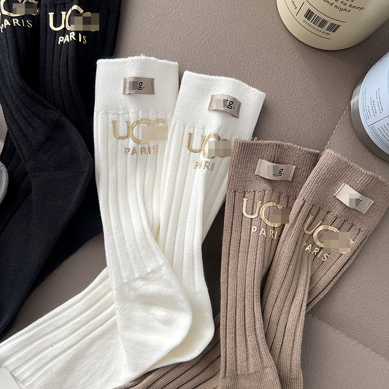 Gold-embossed letter women's socks - Image 6