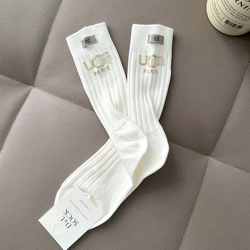 Gold-embossed letter women's socks - Image 5