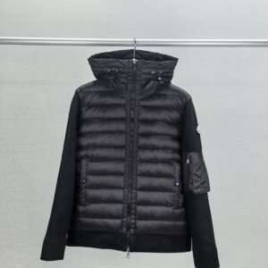 Men's hooded knitted down jacket