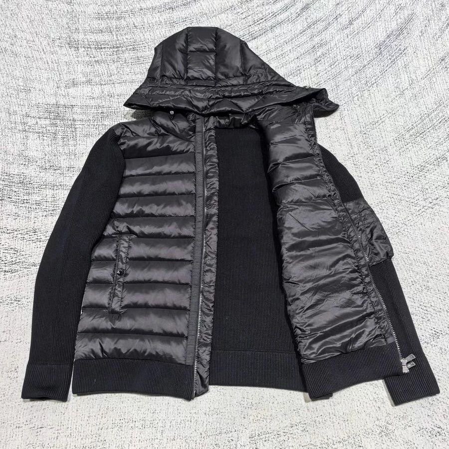 Men's hooded knitted down jacket
